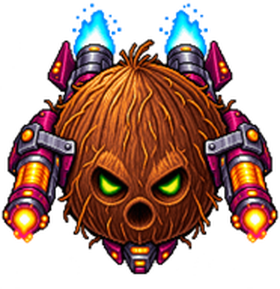 A heavy coconut with amber plasma cannons strapped to both sides.
